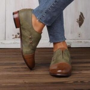 Bedstu Olive and Brown Women's Oxford Shoes